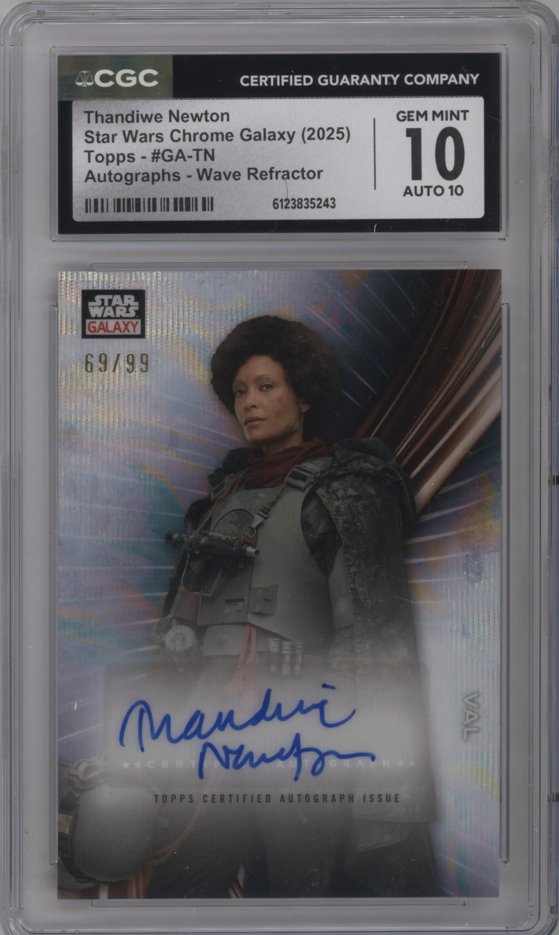 2025 Topps Chrome Star Wars Galaxy Galaxy Auto Thandiwe Newton Wave Refractor CGC 10
