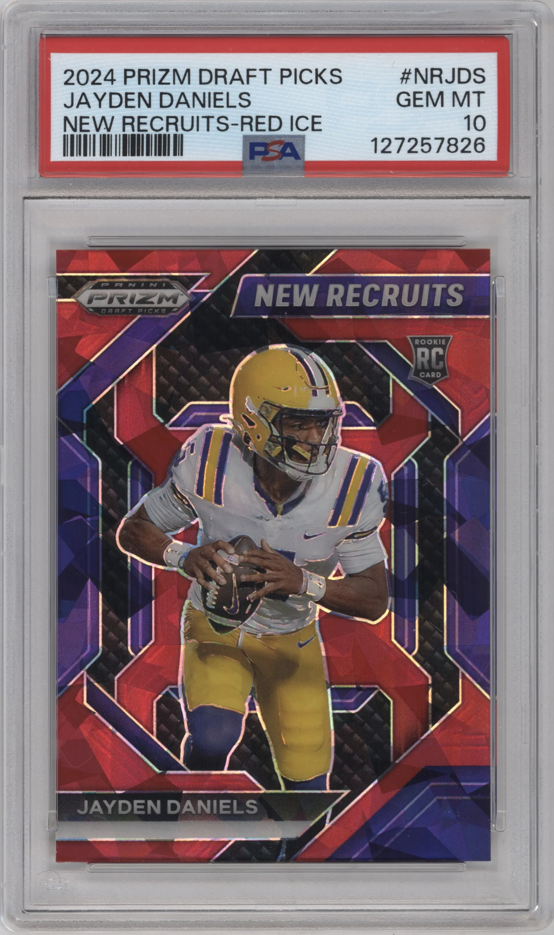 2024 Panini Prizm Draft Picks New Recruits Jayden Daniels Red Ice PSA 10