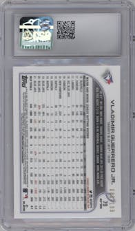 Vladimir Guerrero Jr. from the 2022 Topps Chrome Logofractor set featuring a Pink parallel graded by CSG and given an overall grade of 10.