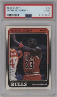 Michael Jordan from the 1988-89 Fleer set graded by PSA and given an overall grade of 9.