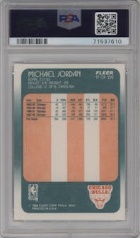 Michael Jordan from the 1988-89 Fleer set graded by PSA and given an overall grade of 9.