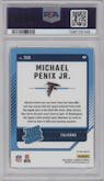 Michael Penix Jr.  from the 2024 Donruss set featuring a Red and Green parallel graded by PSA and given an overall grade of 10.