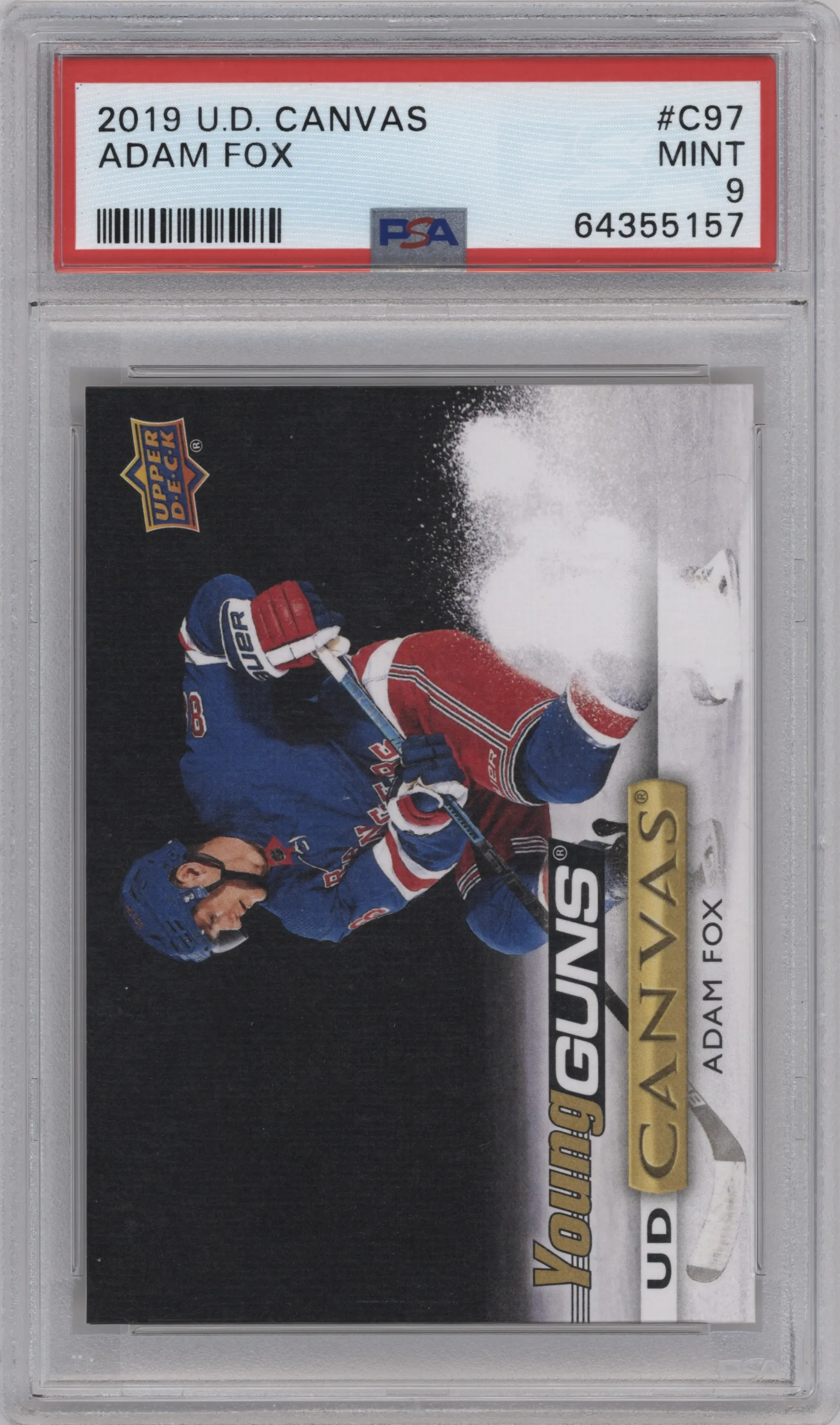 2019 Upper Deck Canvas Young Guns Adam Fox #C97 PSA 9