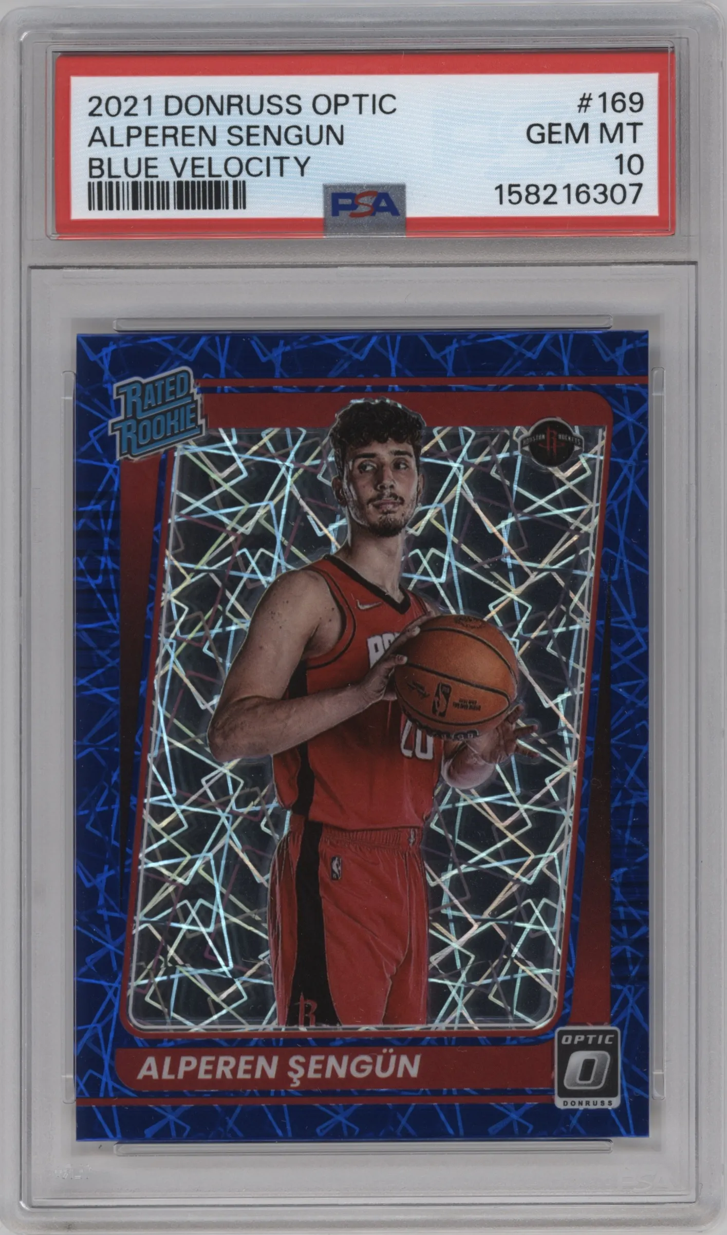 2021 Panini Donruss Optic Rated Rookie Alperen Sengun Blue Velocity #169 PSA 10