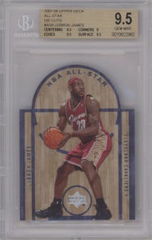 LeBron James from the 2007-08 Upper Deck  set graded by Beckett and given an overall grade of 9.5.
