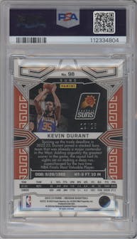 Kevin Durant from the 2022-23 Panini Obsidian set featuring a Electric Etch Green parallel graded by PSA and given an overall grade of 10.