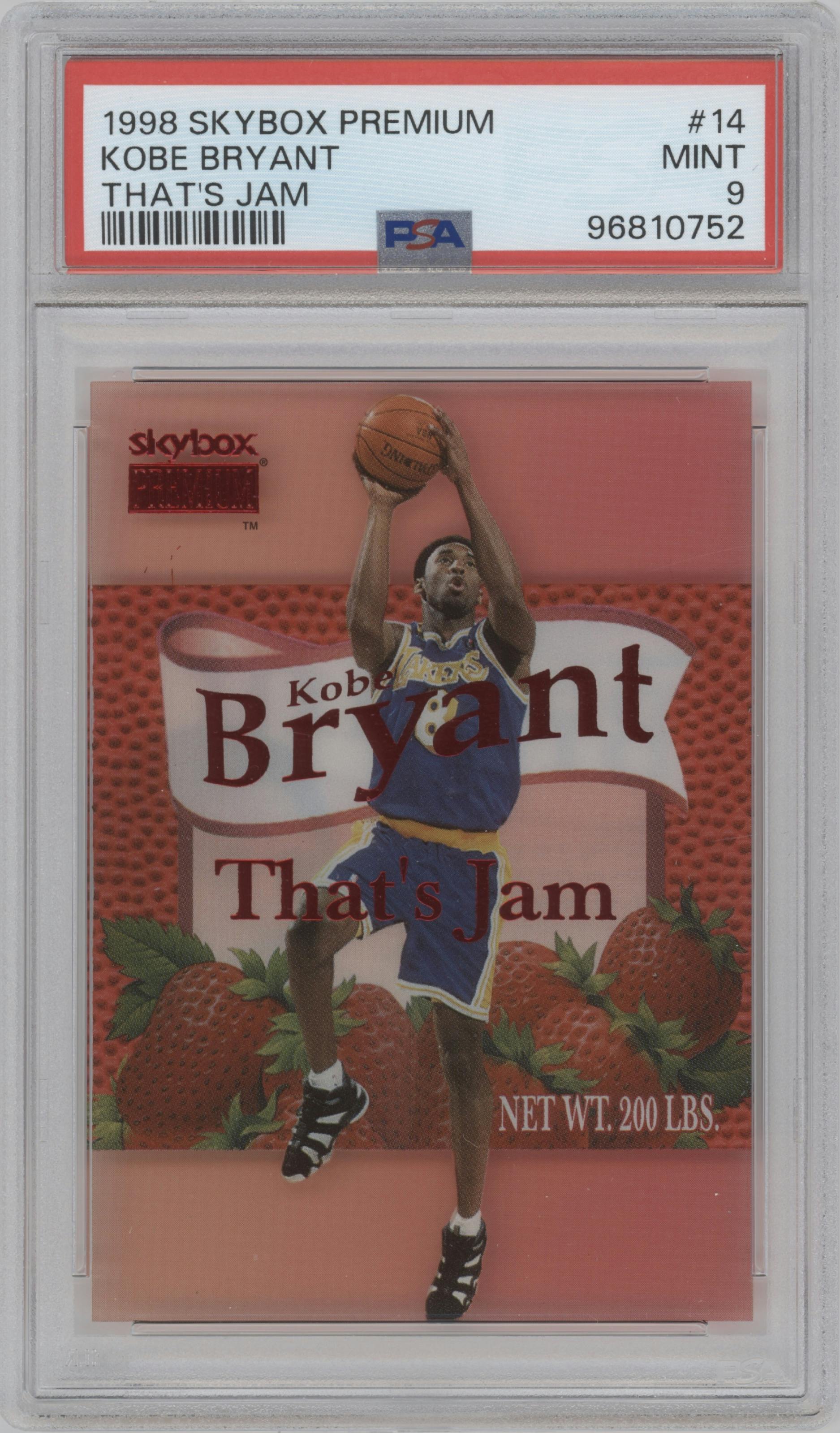 Kobe Bryant from the 1998-99 Skybox Premium set graded by PSA and given an overall grade of 9.