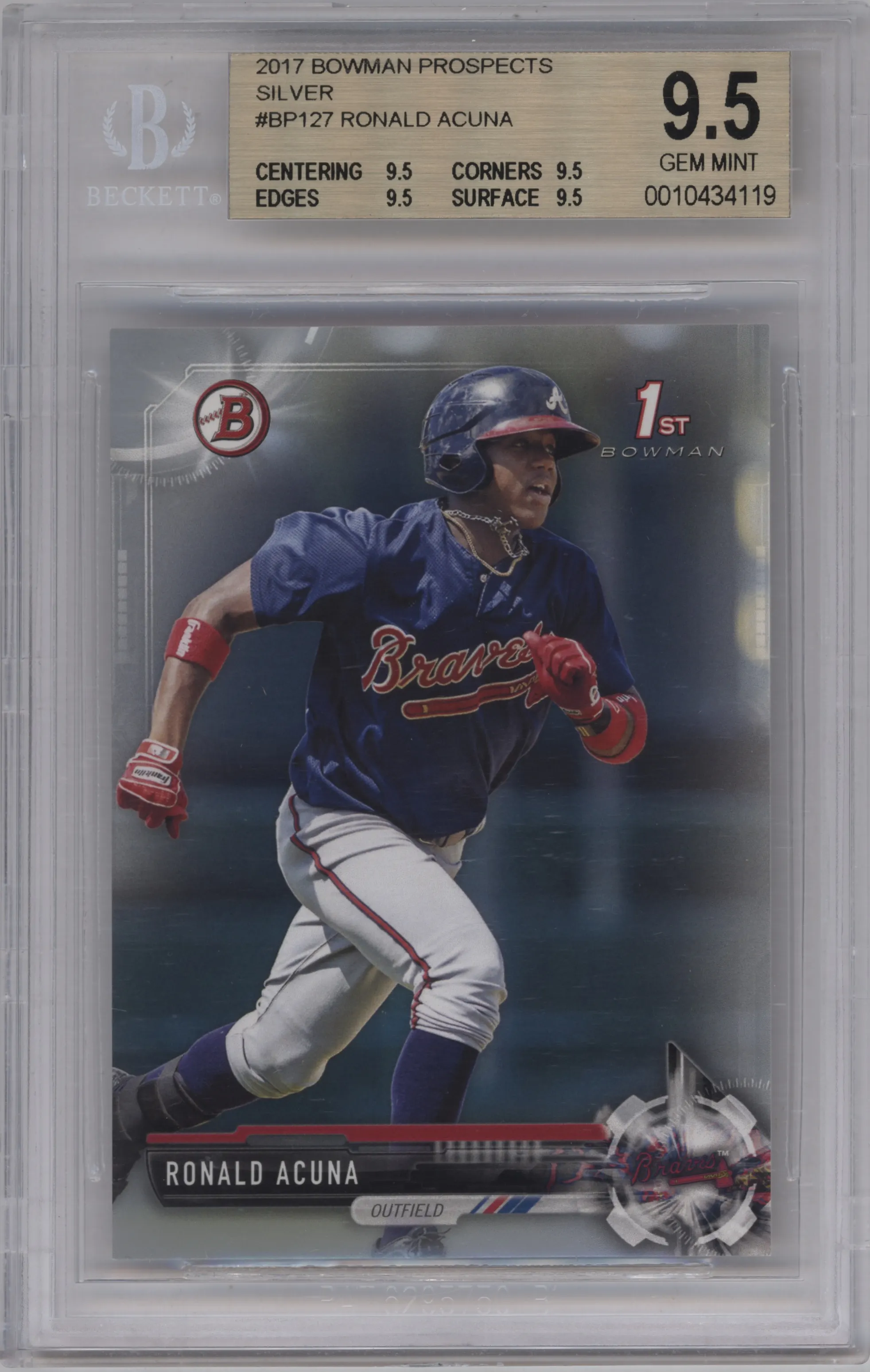 2017 Bowman Prospect Ronald Acuna Paper Silver BGS 9.5