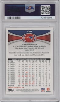 Tom Brady from the 2012 Topps set graded by PSA and given an overall grade of 9.