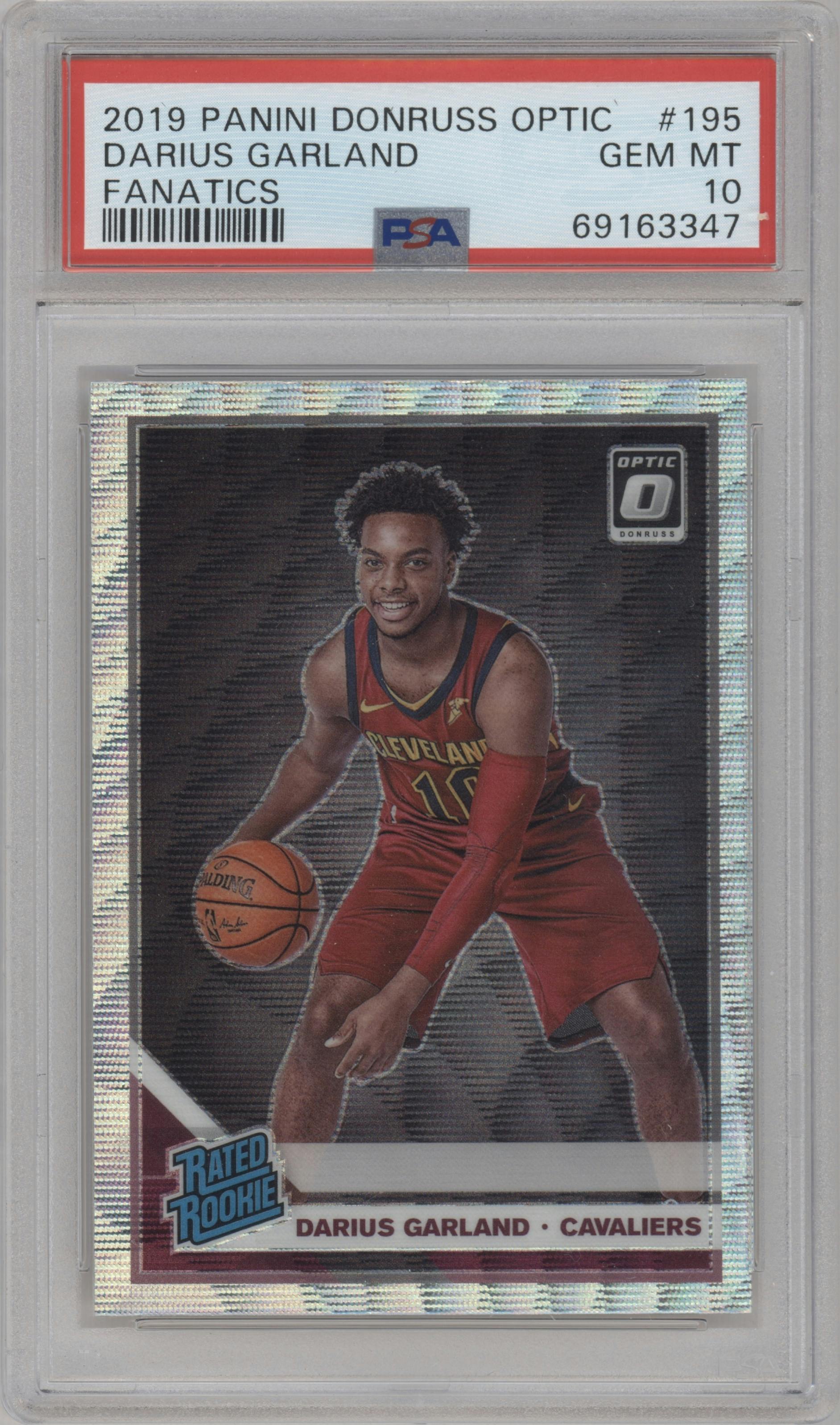 Darius Garland  from the 2019-20 Panini Donruss Optic set featuring a Fanatics Box Set parallel graded by PSA and given an overall grade of 10.