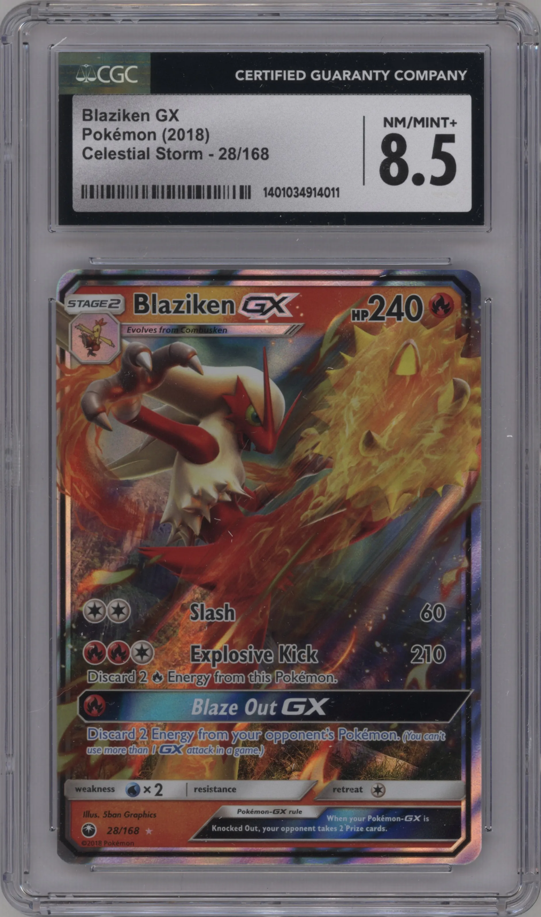 2018 Pokemon S&M Celestial Storm Blaziken GX CGC 8.5