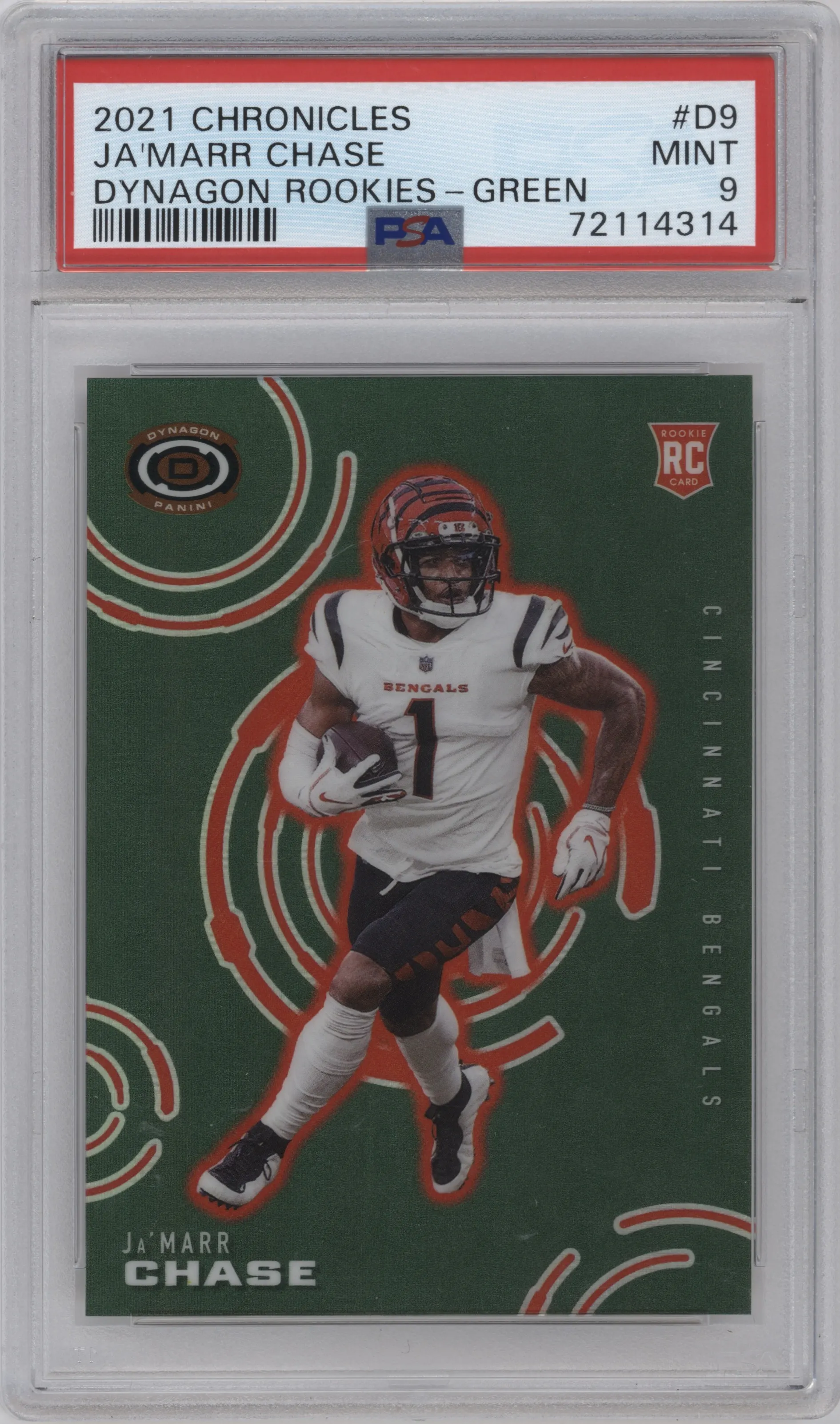 2021 Panini Chronicles Dynagon Ja'Marr Chase Green #D-9 PSA 9