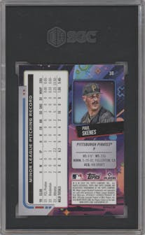 Paul Skenes from the 2024 Topps Cosmic Chrome set featuring a Refractor parallel graded by SGC and given an overall grade of 10.