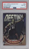 Tim Duncan from the 1997-98 Topps Chrome set featuring a Refractor parallel graded by PSA and given an overall grade of 8.