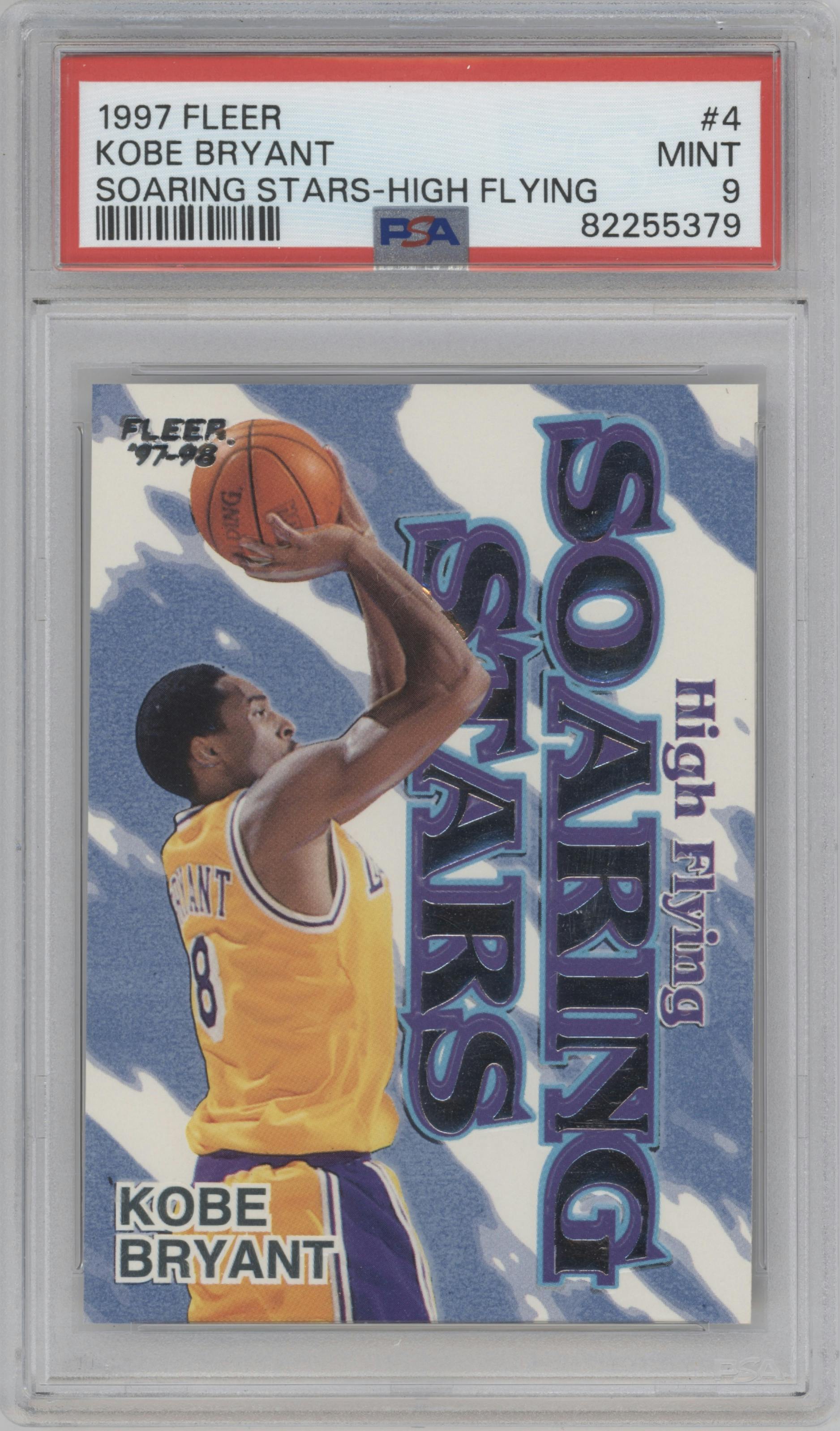 Kobe Bryant from the 1997-98 Fleer set graded by PSA and given an overall grade of 9.
