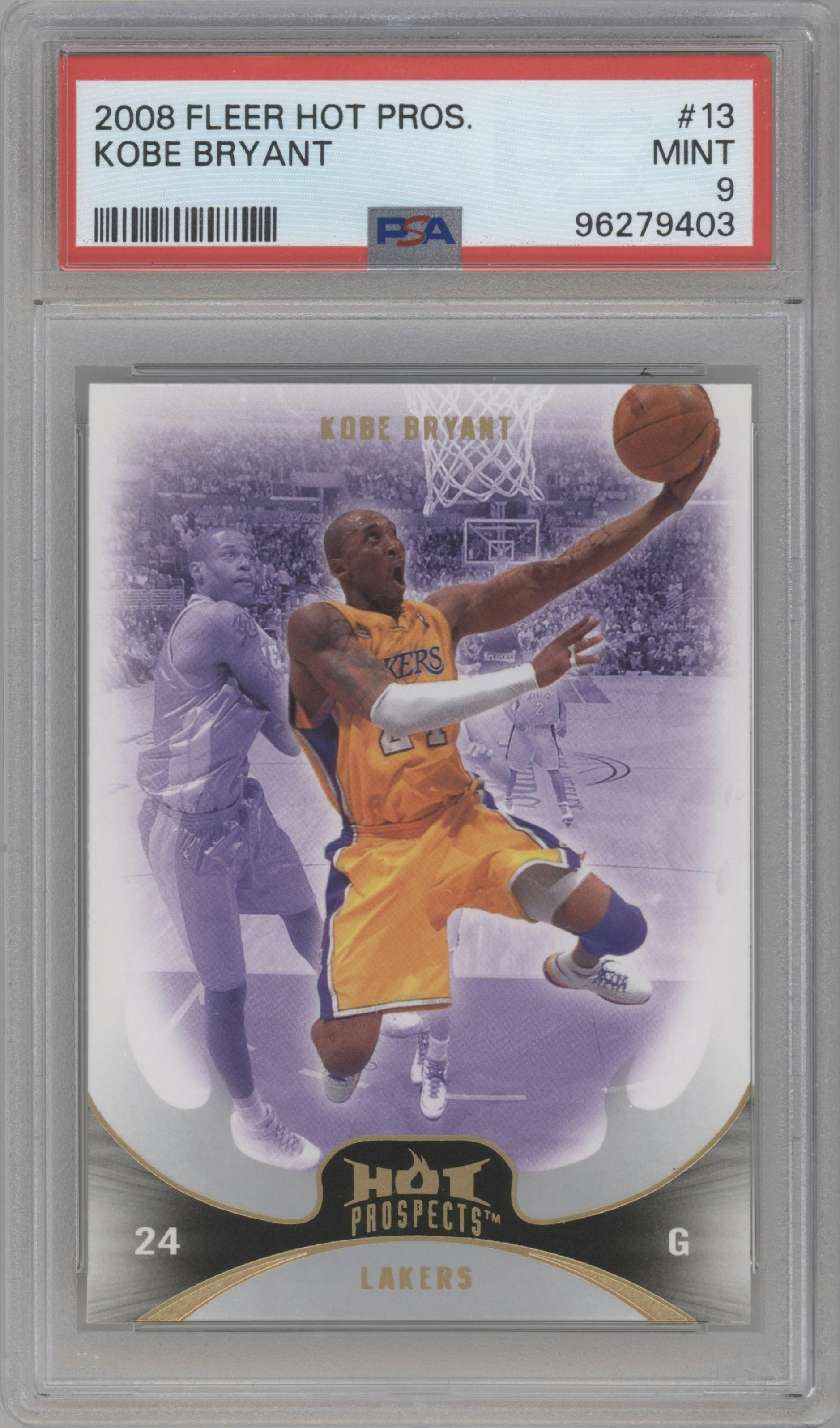 Kobe Bryant from the 2008-09 Fleer Hot Prospects set graded by PSA and given an overall grade of 9.