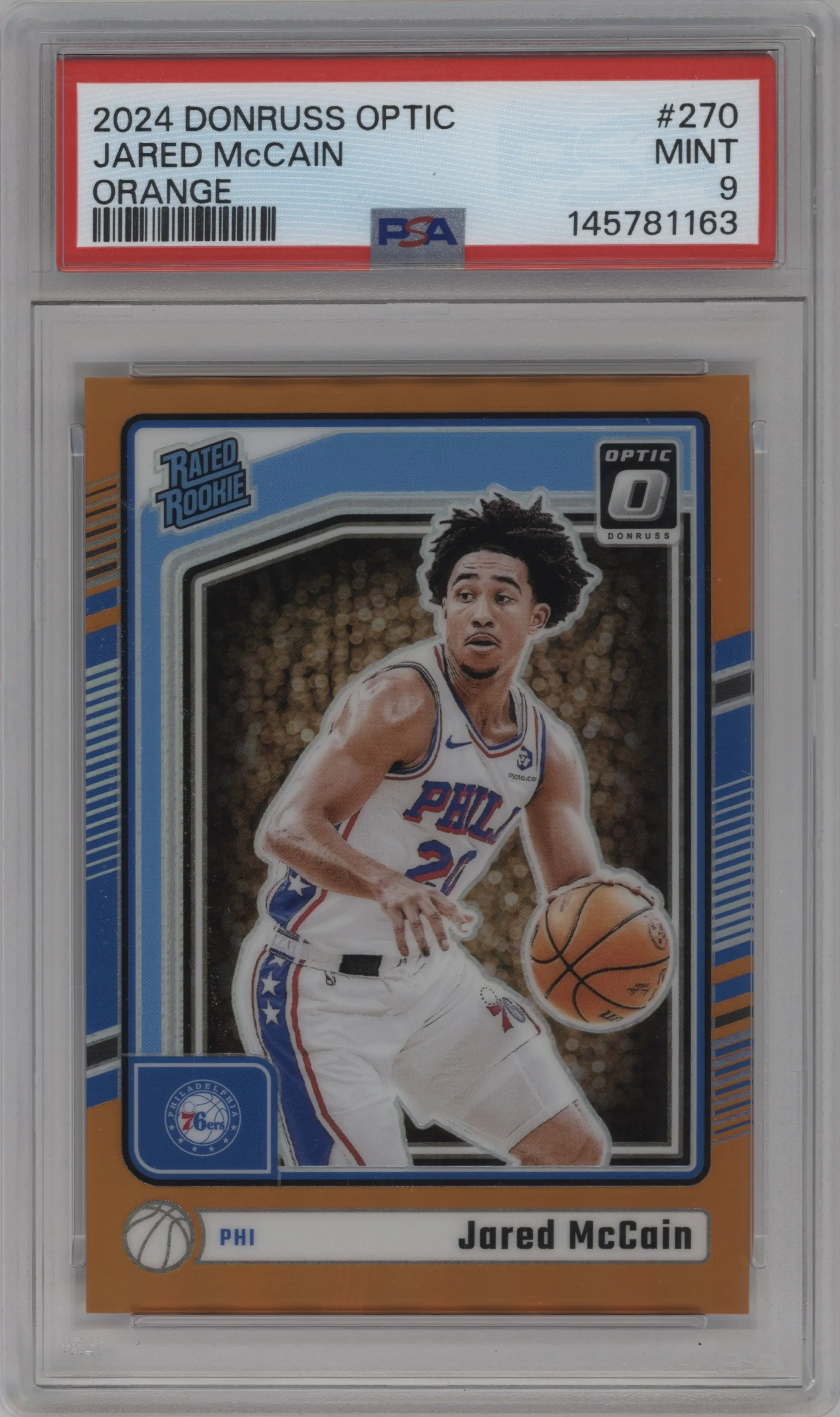 2024 Donruss Optic Rated Rookie Jared McCain Orange PSA 9