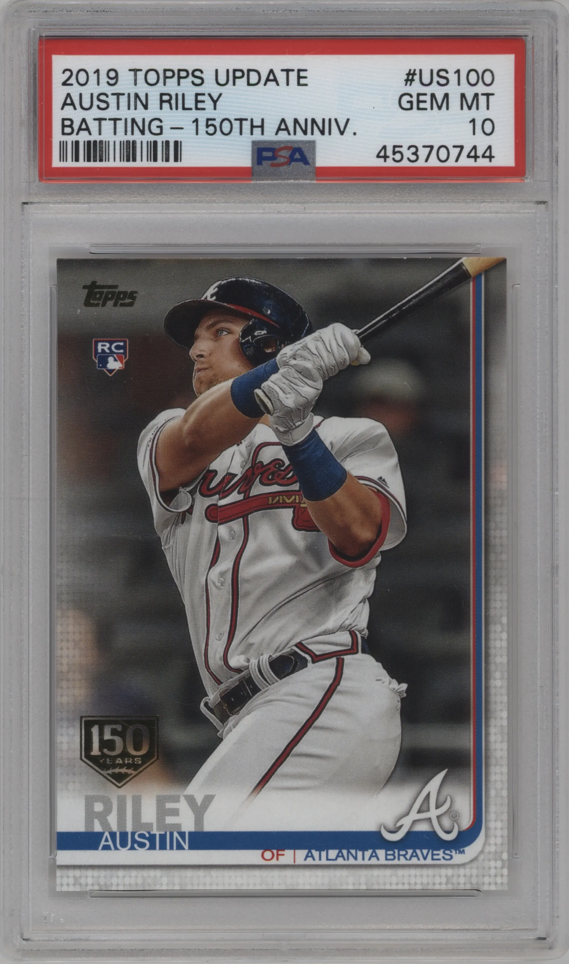 2019 Topps Update Austin Riley 150th Anniversary PSA 10