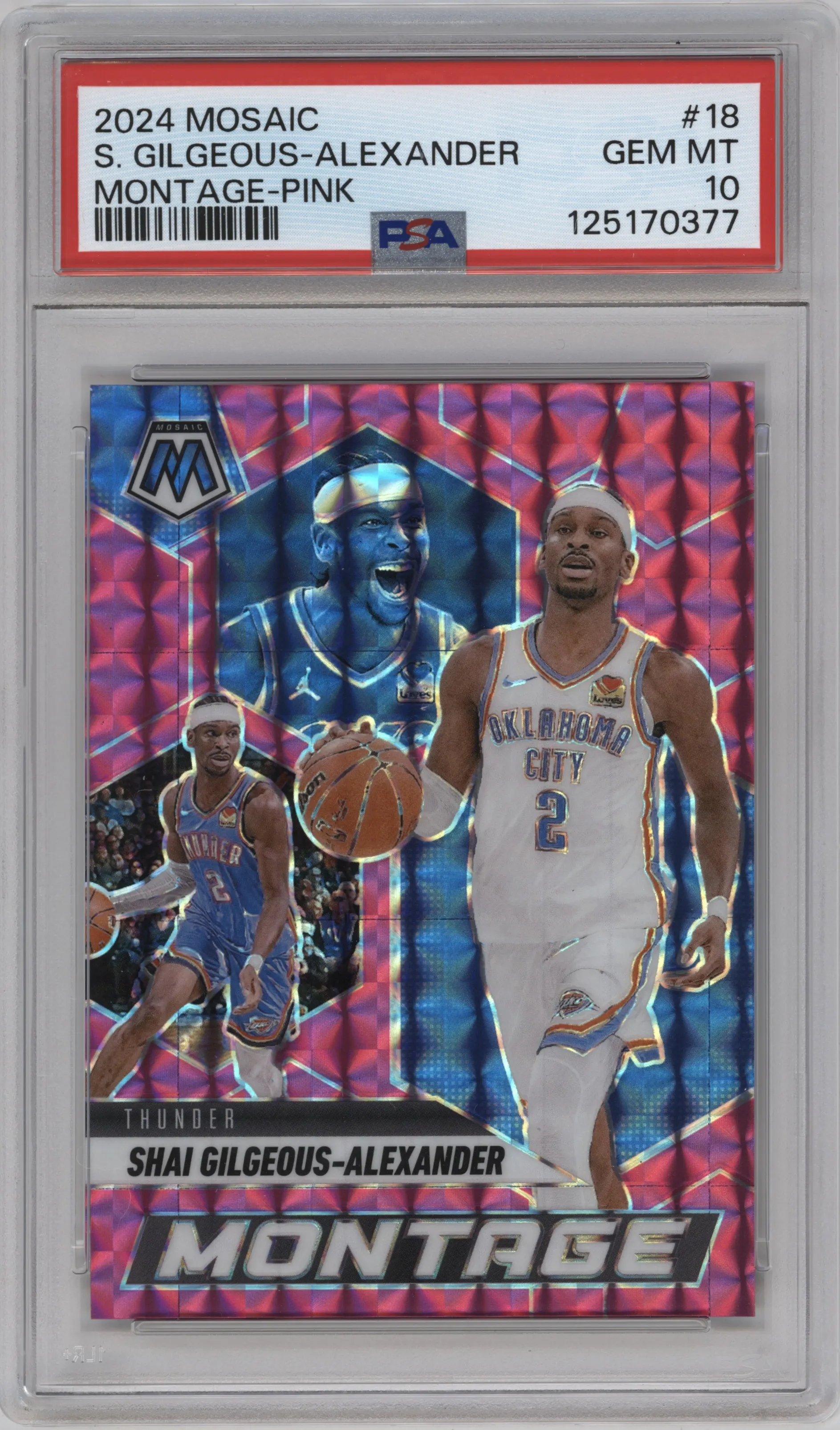 2024 Panini Mosaic Montage Shai Gilgeous-Alexander Pink Mosaic #18 PSA 10