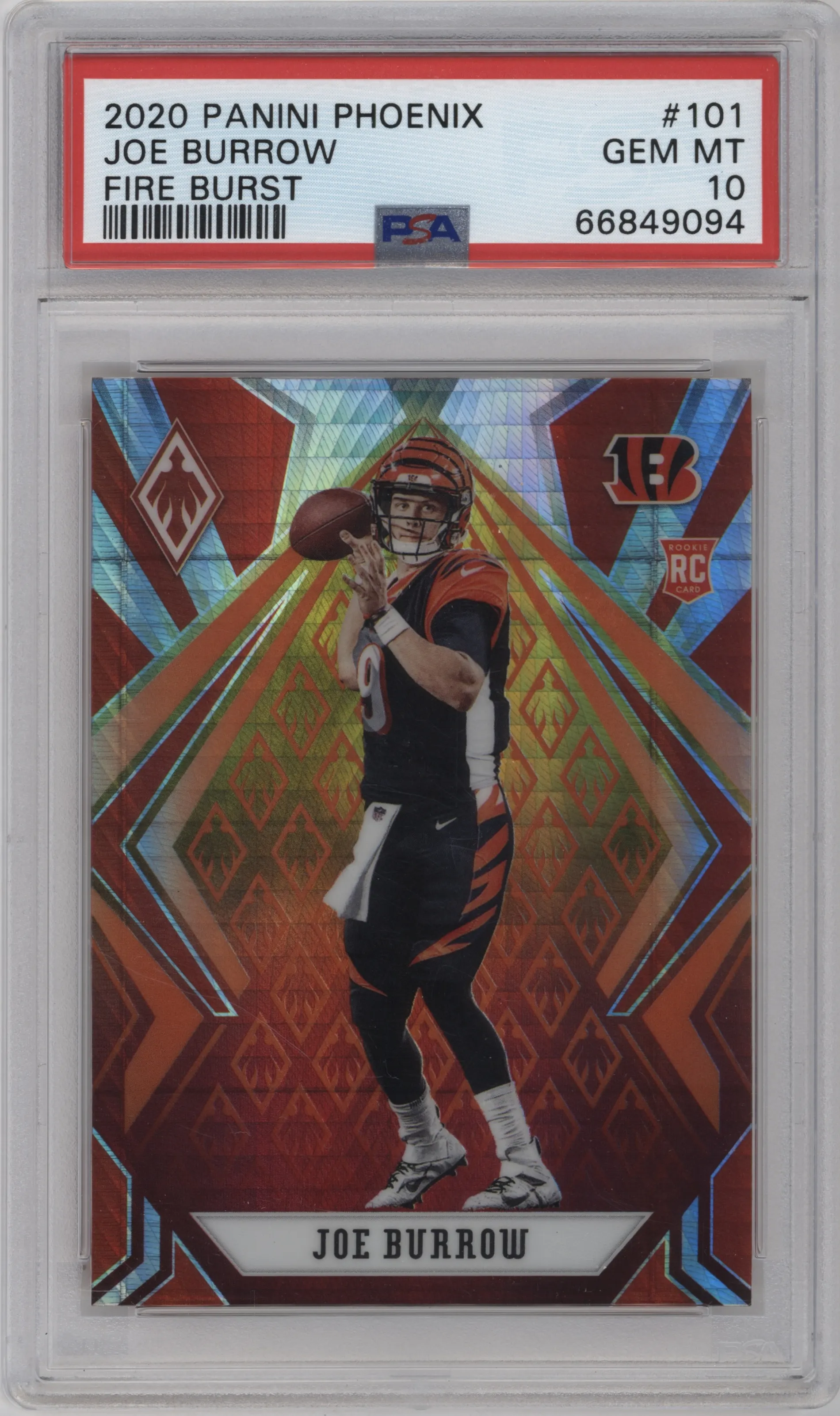 2020 Panini Phoenix Joe Burrow Fire Burst PSA 10