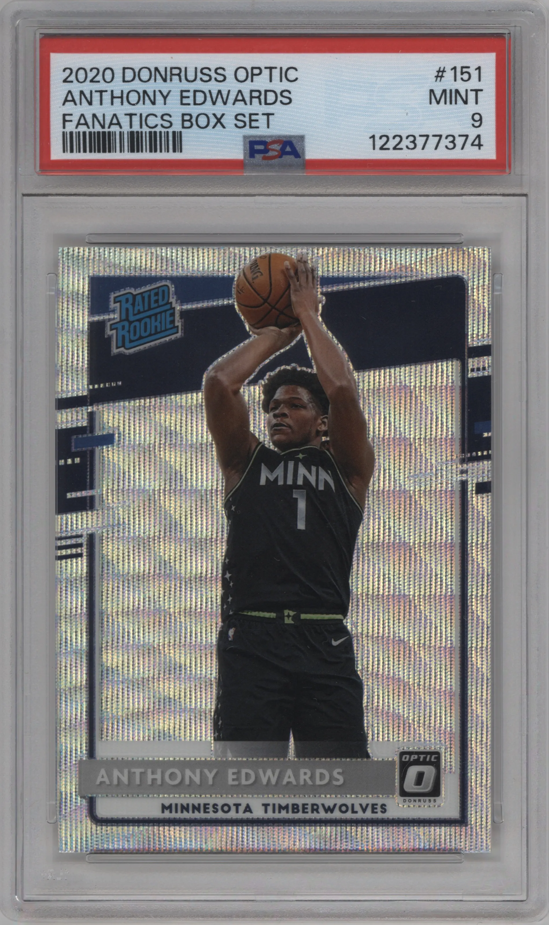 2020 Panini Donruss Optic Rated Rookie Anthony Edwards Fanatics Box Set PSA 9