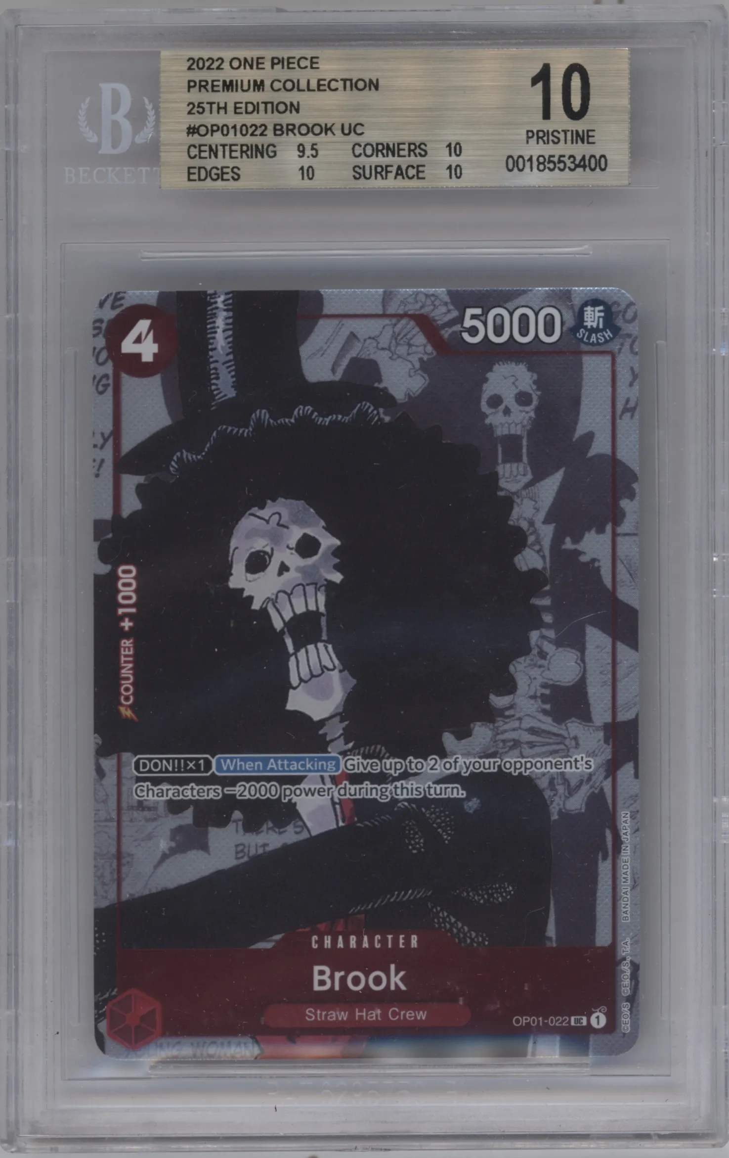 2022 One Piece PC Coll.25th Ed. Brook UC #OP01-022 UC BGS 10