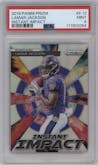 Lamar Jackson from the 2018 Panini Prizm set graded by PSA and given an overall grade of 9.