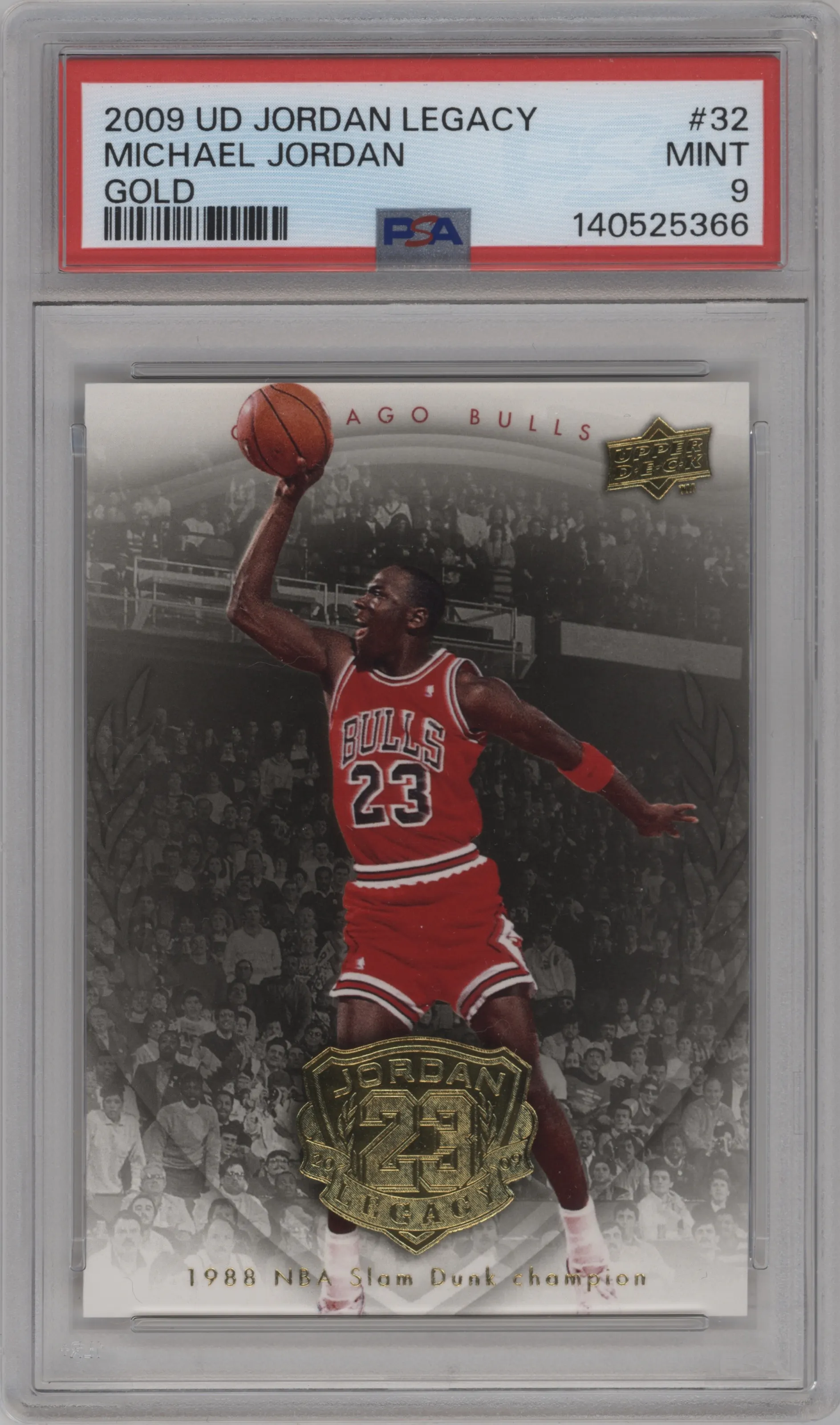 2009 Upper Deck Michael Jordan Legacy Collection Hall of Fame Edition Michael Jordan Gold #32 PSA 9