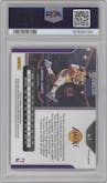 LeBron James from the 2020-21 Panini Prizm set featuring a Pink Ice parallel graded by PSA and given an overall grade of 9.