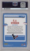 C.J. Stroud from the 2023 Donruss Optic set featuring a Holo parallel graded by PSA and given an overall grade of 9.