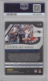 Stephen Gostkowski from the 2019 Panini Prizm set featuring a Gold Prizm parallel graded by PSA and given an overall grade of 10.