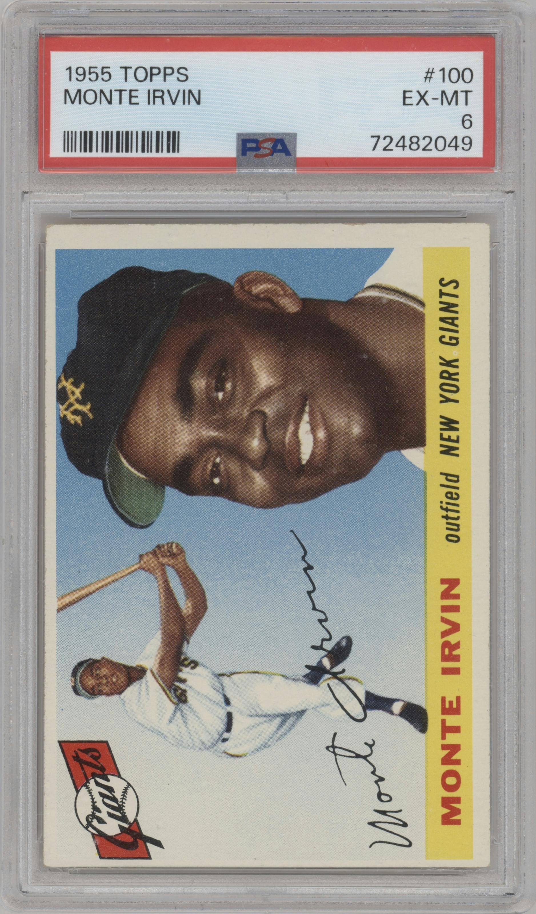 Monte Irvin from the 1955 Topps set graded by PSA and given an overall grade of 6.