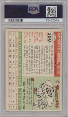 Monte Irvin from the 1955 Topps set graded by PSA and given an overall grade of 6.