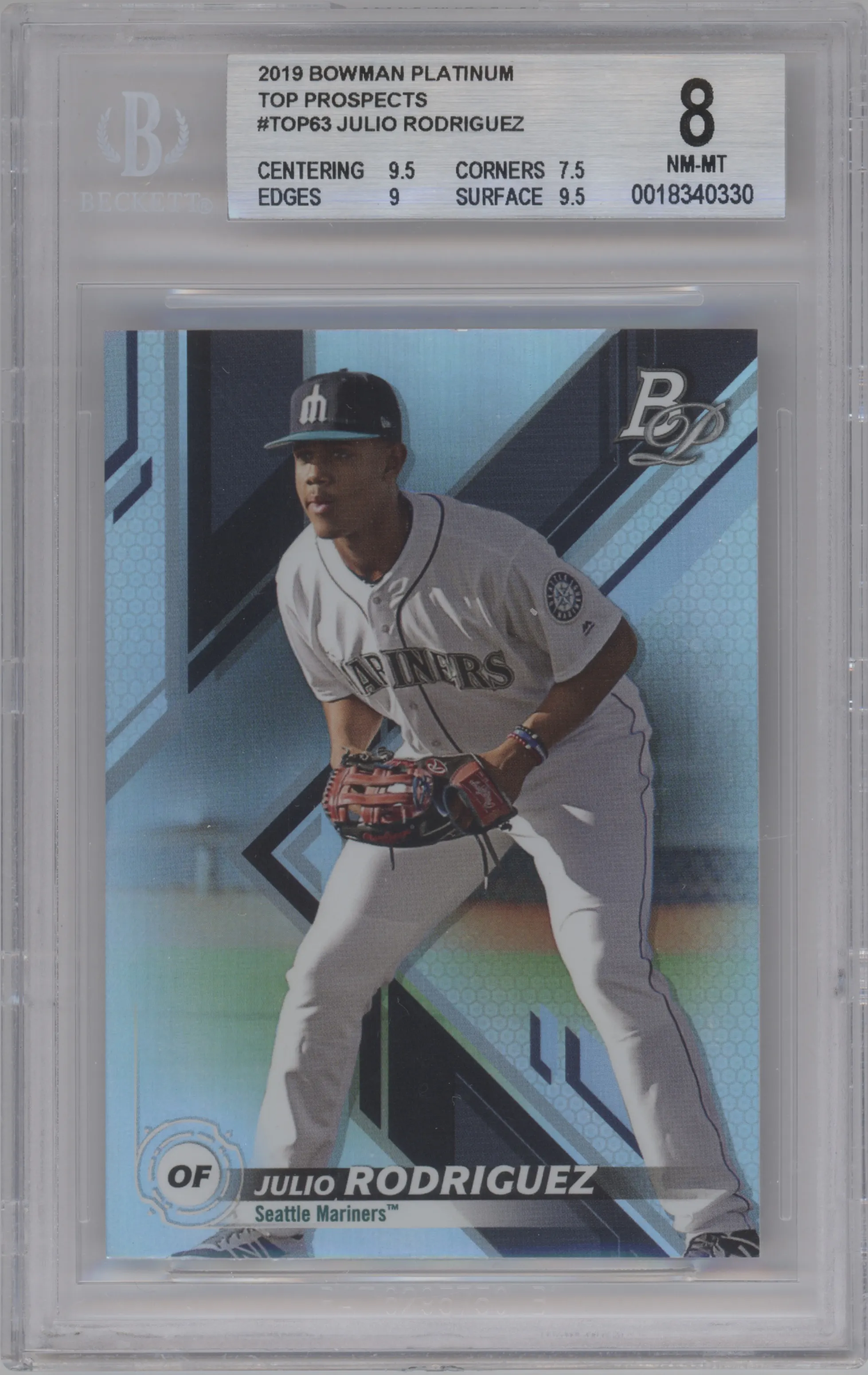 2019 Bowman Platinum Top Prospect Julio Rodriguez BGS 8