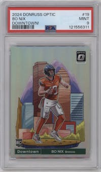 Bo Nix from the 2024 Donruss Optic set graded by PSA and given an overall grade of 9.