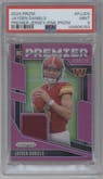 Jayden Daniels from the 2024 Panini Prizm set featuring a Pink parallel graded by PSA and given an overall grade of 9.