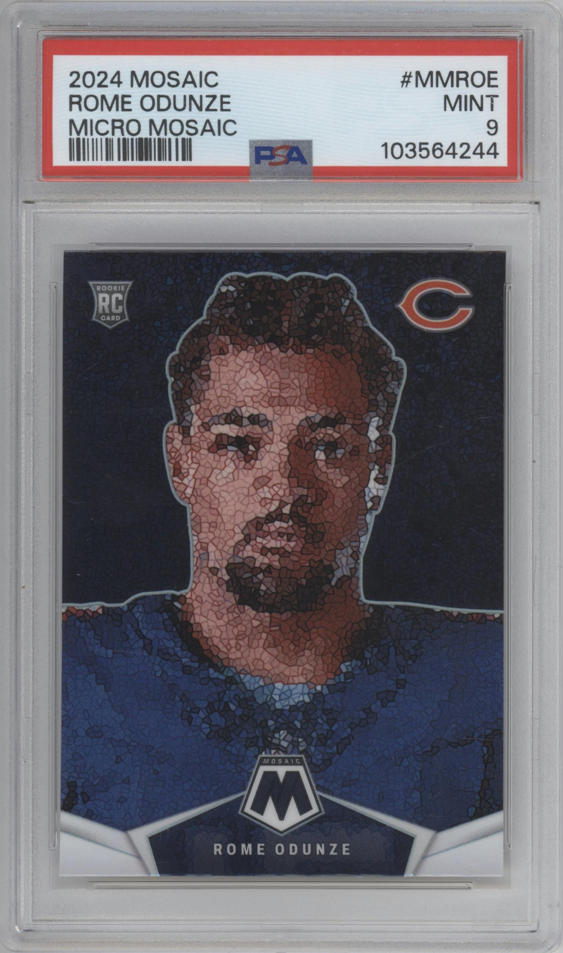 Rome Odunze	 from the 2024 Panini Mosaic set graded by PSA and given an overall grade of 9.