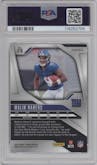 Malik Nabers from the 2024 Panini Prizm set featuring a Green Wave parallel graded by PSA and given an overall grade of 10.