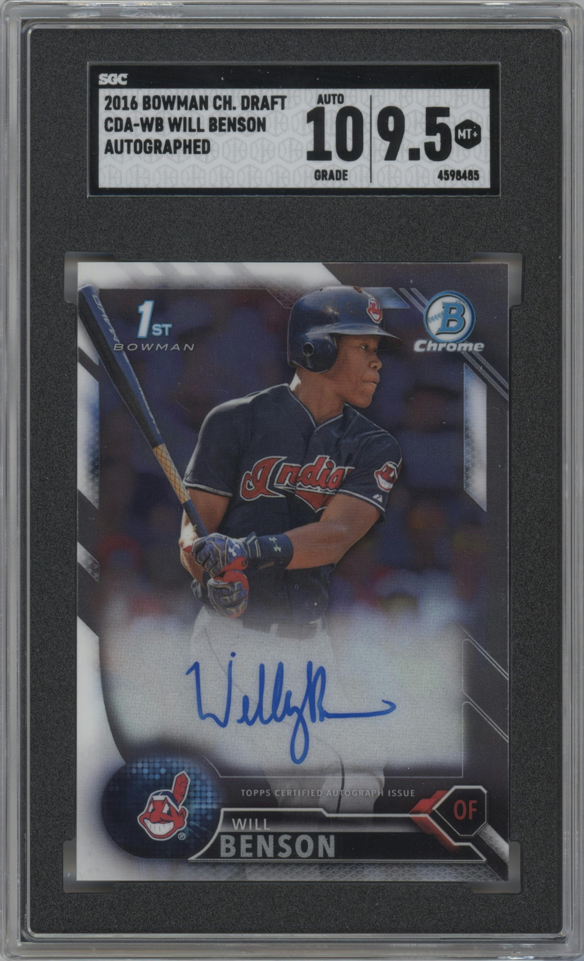 Will Benson from the 2016 Bowman Draft set graded by SGC and given an overall grade of 9.5.