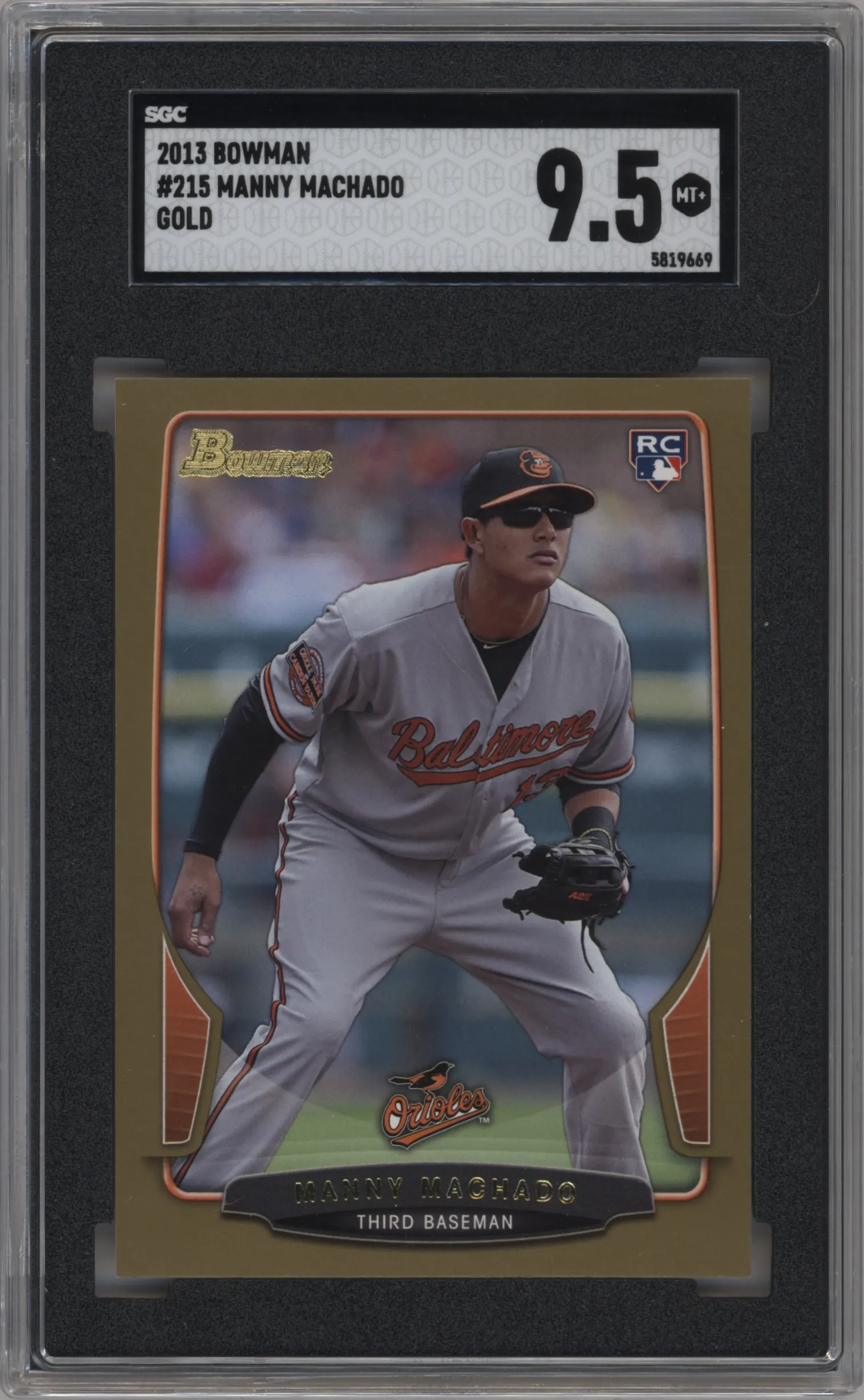 2013 Bowman Manny Machado Gold SGC 9.5