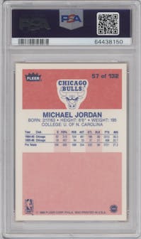 Michael Jordan from the 1986-87 Fleer set graded by PSA and given an overall grade of 8.