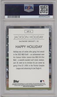 Jackson Holliday from the 2023 Bowman  set graded by PSA and given an overall grade of 10.
