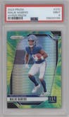 Malik Nabers from the 2024 Panini Prizm set featuring a Hyper parallel graded by PSA and given an overall grade of 9.