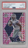 CeeDee Lamb from the 2020 Panini Mosaic set featuring a Pink Camo parallel graded by PSA and given an overall grade of 10.