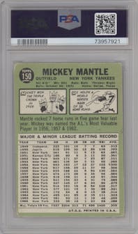 Mickey Mantle from the 1967 Topps set graded by PSA and given an overall grade of 2.