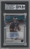 Jalen Hurts from the 2020 Panini Chronicles set graded by SGC and given an overall grade of 9.5.