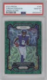 Jordan Addison from the 2023 Panini Prizm set featuring a  Green Scope parallel graded by PSA and given an overall grade of 10.