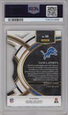 Sam LaPorta from the 2023 Panini Select set featuring a Die-Cut Red/Blue parallel graded by PSA and given an overall grade of 10.