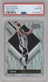Tim Duncan from the 2024-25 Panini NBA Hoops set featuring a Texture parallel graded by PSA and given an overall grade of 10.