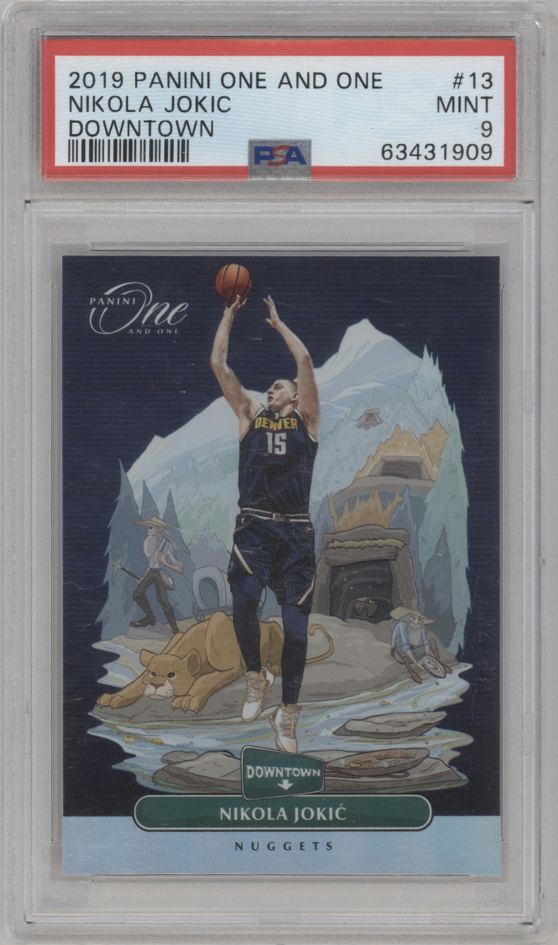 Nikola Jokic from the 2019-20 Panini One and One set graded by PSA and given an overall grade of 9.